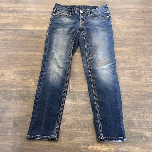 Vintage Y2K Seven7 Women's Mid Washy Faded Denim Blue Skinny Jeans Size 30x28 - Picture 1 of 7